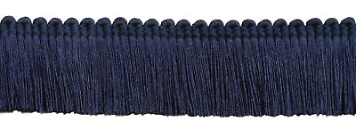 #ad Navy Blue 1.25quot; Brush Fringe Trim Evening Sky By The Yard $3.59