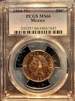 #ad SPECIAL PRICED 1964 Mo PCGS MS66 MEXICO 50c COIN KM#451 by the CASE DISCOUNTS $13.50