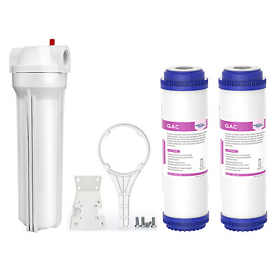 #ad 10 Inch Whole House Water Filter Housing System amp; 2 Activated Carbon Cartridge $29.99