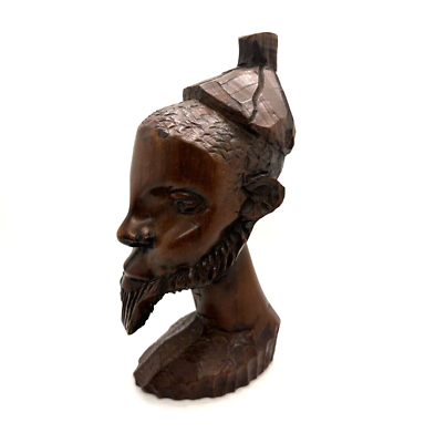 #ad Solid Ebony Wood Hand Carved African Sculpture Head Bust 8#x27;#x27; $49.99