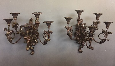 #ad Pair Of Antique 19th Century Italian Wood amp; Gesso Wall Sconces Candelabras $956.00