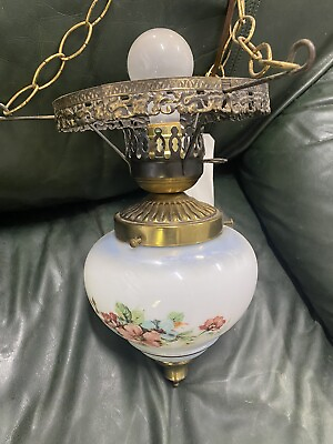 #ad Vintage Ornate Victorian Style Hanging Gone With The Wind Lamp Rare $100.00