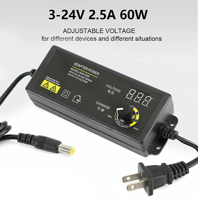 #ad 60W Power Supply Adjustable DC 3V 24V Variable Universal Switch AC DC Adapter $13.99