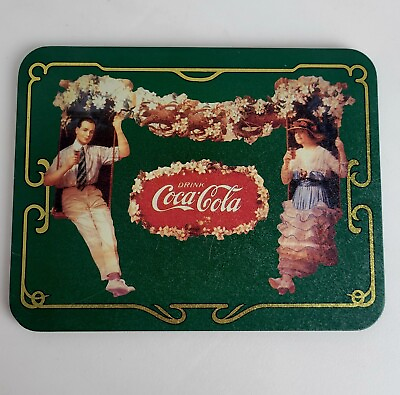 #ad Vintage 1997 Coca Cola Sign Green With Flowers And Couple Swinging Kitchen Decor $10.88