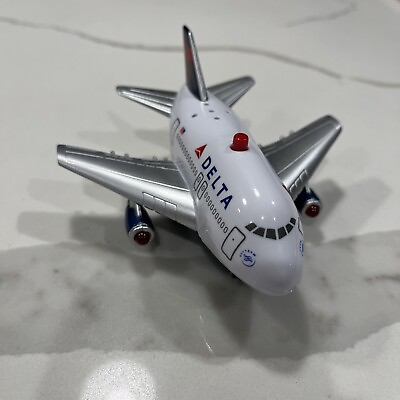 #ad Delta Airplane Air Plane Pull Back Toy Small Figure WORKS GREAT Lights amp; Sounds $12.97