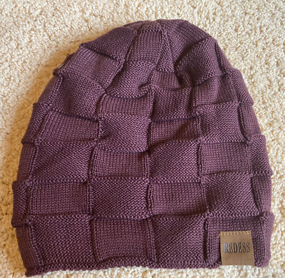 #ad #ad REDESS Beanie Hat Women Winter Warm Hats Knit Slouchy Thick Lined Plum Purple $5.99