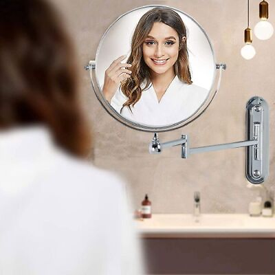 #ad Round Bathroom Makeup Mirror Wall Mount 10X Magnifying Swivel Arm Vanity Mirror $33.91