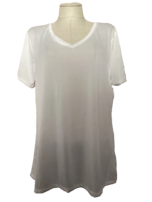 #ad ATHLETIC WORKS DRIWORKS White Short Sleeve V Neck Jersey Tee Shirt Sz XS* $11.28