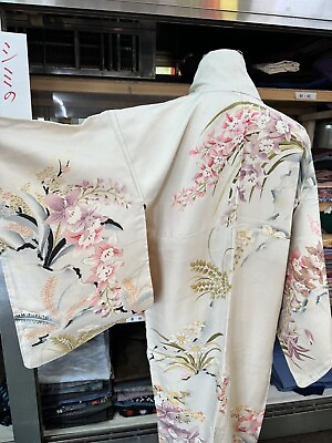 #ad Tsukesage Japanese Antique KIMONO Vintage SILK Dress cardigan Pink authentic $40.00