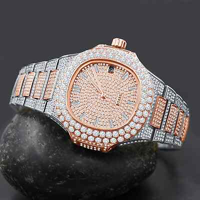 #ad 29MM Hop Hip Ice Out Japan Movement Stainless Steel Fully Bling Metal Watch $617.49