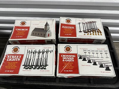 #ad Bachmann Plasticville OScale Sealed Sets Church Street Lights Crossing Signals $64.99