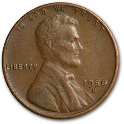 #ad 1950 S Lincoln Wheat Penny G VG $1.85