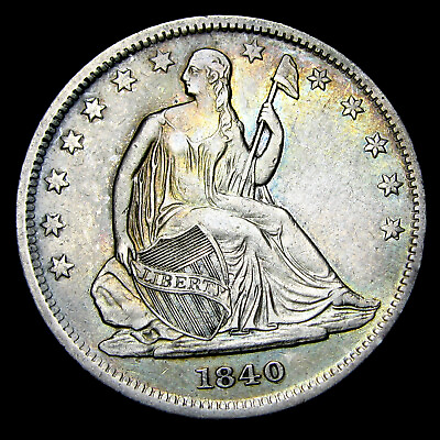 #ad 1840 Reverse of 1839 Seated Liberty Half Silver Stunning Details Type Coin RR762 $475.00