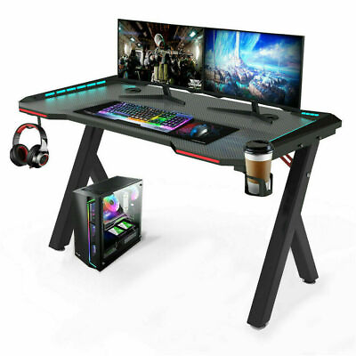 #ad Gaming Desk PC Computer Gamer Desk Ergonomic Workstation with RGB LED Lights $269.26