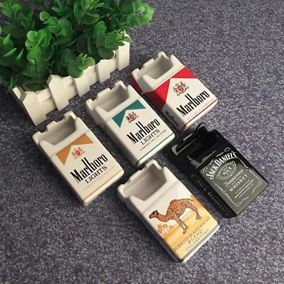 #ad Marlboro Gold Creative Ceramic Cigarette Pack Shape Ashtray Smoke $11.99