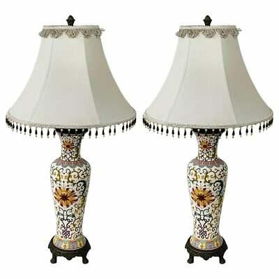 #ad Vintage Hand Painted Porcelain Table Lamp a Pair $1400.00