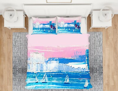 #ad 3D Oil Painting Boat NAO360 Bed Pillowcases Quilt Duvet Cover Set Queen King Fay AU $96.99