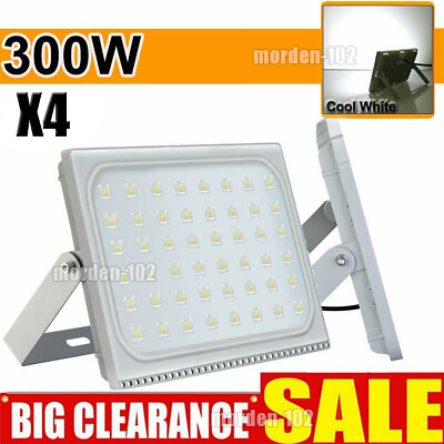 #ad 4Pcs 300W Watt LED Flood Light Cool White Spotlight Garden Outdoor Lamp Lighting $206.99