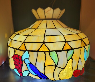 #ad Beautiful Large Vintage Tiffany Style Hand Made Leaded Glass Lamp Shade 20quot; $159.00