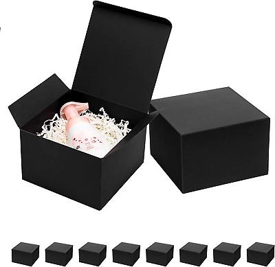 #ad Black Gift Boxes with Lids 6X6X4 Inches 10 Pack Groomsmen Proposal Boxes Cardboa $18.74