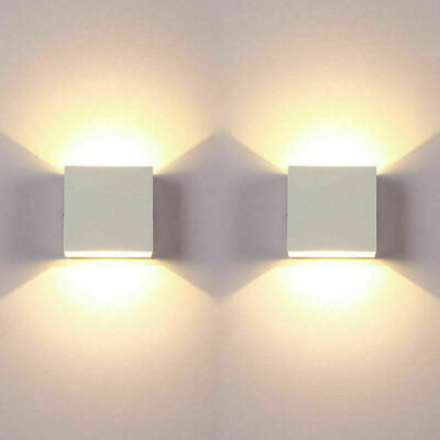 #ad 2PCS 6W Modern Led Wall Lights Up Down Cube Sconce Fixture Lamp Lighting Indoor $18.99