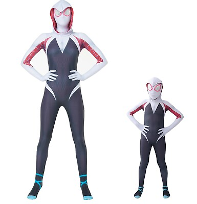 #ad Kids Girls Spiderman Into the Spider Verse Gwen Stacy Jumpsuits Cosplay Costume $17.99