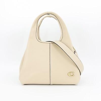 #ad Coach Women#x27;s Lana Brass Stone Polished Pebble Leather Shoulder Bag Cream Size O $260.00