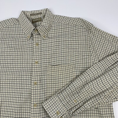 #ad Khaki#x27;s by Arrow Shirt Men XL Oxford Green Tan Plaid Long Sleeve Button Down $12.99