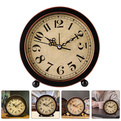 #ad Retro Desktop Clock Household Alarm Clock Mute Bedside Clock for Daily Use $11.17