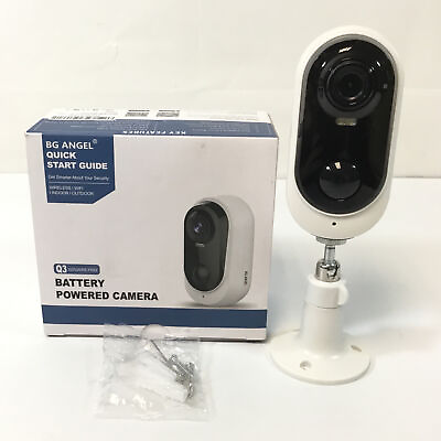#ad BG ANGEL White Wireless 1080P Outdoor Battery Powered Security Camera Used $46.74