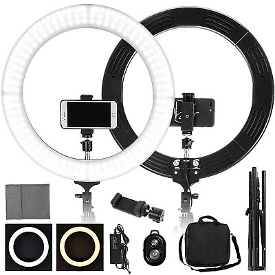 #ad 18quot; LED Ring Light Selfie Ring Light with Tripod Stand amp; Phone Holder amp; Remote $55.90