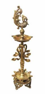 #ad Brass Table Oil Lamp Diwali Diya Deepak Statue Pooja Home Temple 7*7*25 Inch $248.31