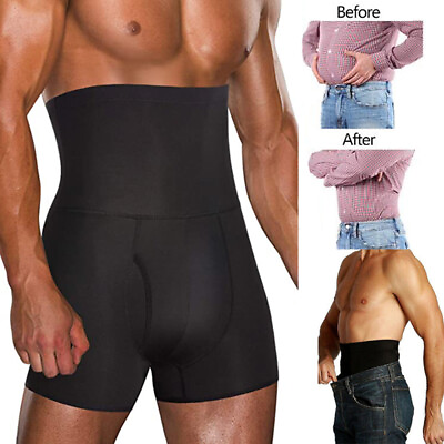 #ad Men#x27;s Compression High Waist Boxer Shorts Tummy Slim Body Shaper Girdle Pants US $12.15