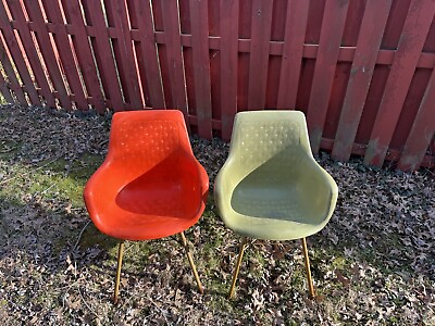 #ad Vintage Fiberglass Orange amp; Green 1970s Era Chairs Antique P U Only $100.00