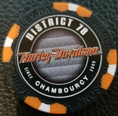 #ad DISTRICT 78 HD FRANCE WIDE PRINT Black Orange International Harley Chip $9.99
