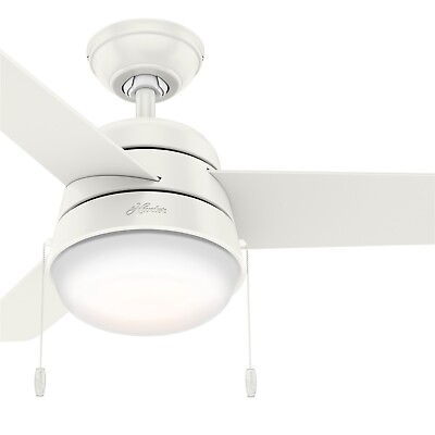 #ad Hunter Fan 36 inch Casual Fresh White Ceiling Fan with Light Kit and Pull Chain $71.99