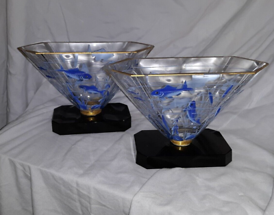 #ad Pair Art Deco Art Glass Vases Possibly Moser $1650.00