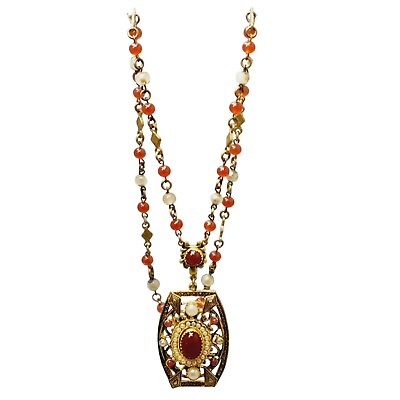 #ad Wonderful Vintage Czech Glass amp; Brass Necklace A1352 $168.00