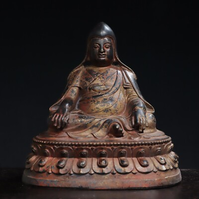 #ad 8quot; China Antique Tibet Tibetan Buddhism temple Bronze Tsongkhapa Buddha statue $209.99