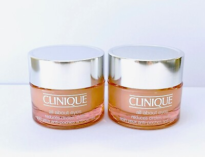 #ad 2x Clinique All About Eyes Reduces Circles Puffs 0.5 oz 15ml = 1 Oz NEW $28.99