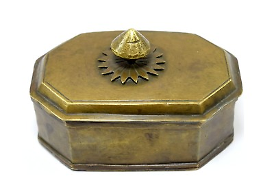#ad Indian Antique Very Beautiful Old Octagonal Shape Brass Trinket Box. G7 752 $84.49