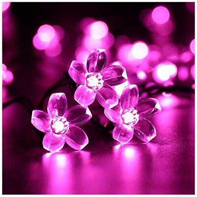 #ad SEMILITS Solar Outdoor String Lights 50LED Flower Shaped Assorted Colors $19.87