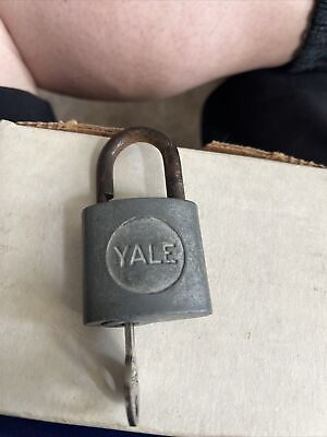 #ad YALE ANTIQUE padlock vintage pad lock BRASS with Key Working $30.00