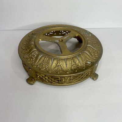 #ad Antique Cast Bronze Floor Lamp Base Gold Metal Lighting Table Light Ornate Part $65.00