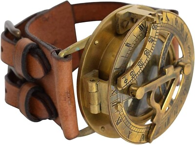 #ad Vintage Directional Magnetic Sundial Clock Wrist Marine Compass Navigation Steam $22.96
