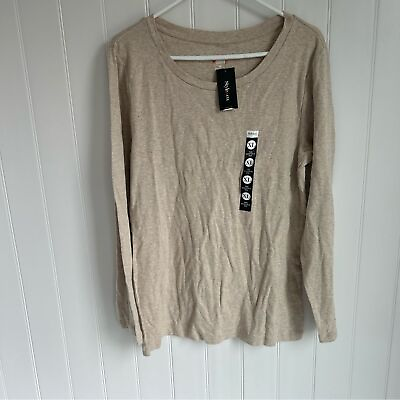#ad Style and Co The Essential Tee Beige Long Sleeve Size XL NEW $12.00