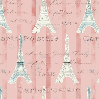 #ad Fabric Eiffel Tower Paris on Pink David TEXTILES Cotton 1 4 yard 4253 $0.99