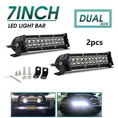 #ad 2x 7INCH 400W LED WORK LIGHT BAR SPOT OFFROAD ATV FOG TRUCK LAMP 4WD 12V 6quot; $33.19