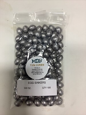 #ad 100 QTY 3 8 oz Lead EGG SINKERS Slip Sinkers Weights FREE SHIPPING $16.09