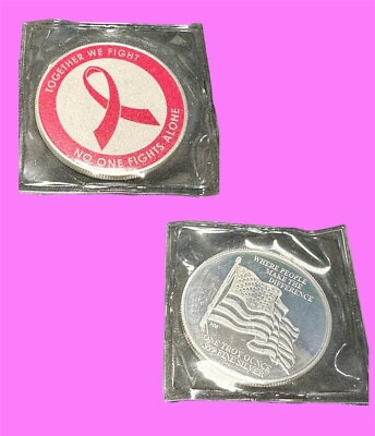 #ad 1 Oz Breast Cancer TOGETHER WE FIGHT Silver Round $33.90